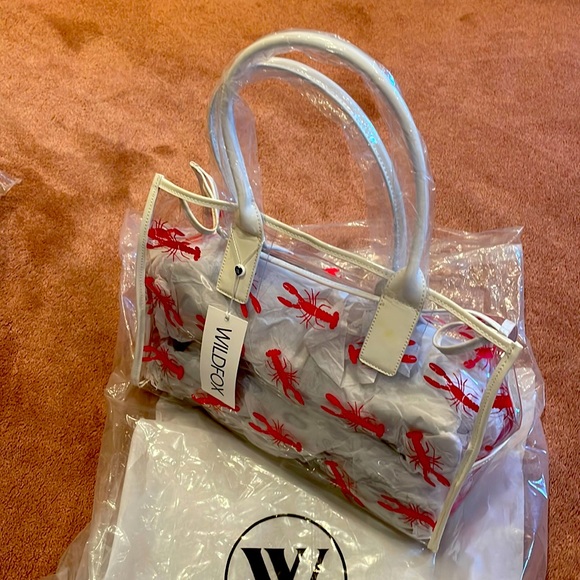 Wildfox clear lobster tote bag carry on beach pool cruise work play carryall bag - Picture 1 of 5